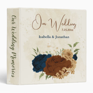 terracotta navy floral wedding photo album binder