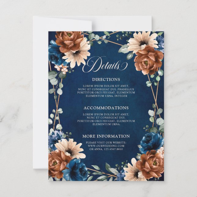 Terracotta Navy  Greenery Geometric Details Card (Front)