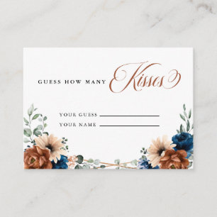 Terracotta Navy Greenery Guess how many Kisses Enclosure Card