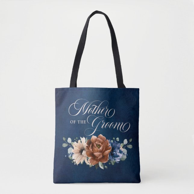 Terracotta Navy Greenery Mother of the Groom Tote Bag (Front)