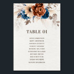 Terracotta Navy Pampas Grass Wedding Seating Chart Table Number<br><div class="desc">Elegant Navy blue,  Terracotta ,  Orange earthy floral theme wedding table number featuring elegant bouquet of Navy blue,  Terracotta colour roses peonies  and eucalyptus leaves. Please contact me for any help in customization or if you need any other product with this design.</div>