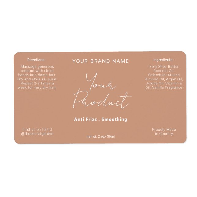 Terracotta neutre Simple Script moderne Produit (Devant)