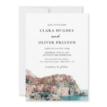Terracotta Ocean Blue Serif Cinque Terre Wedding