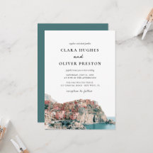 Terracotta Ocean Blue Serif Cinque Terre Wedding
