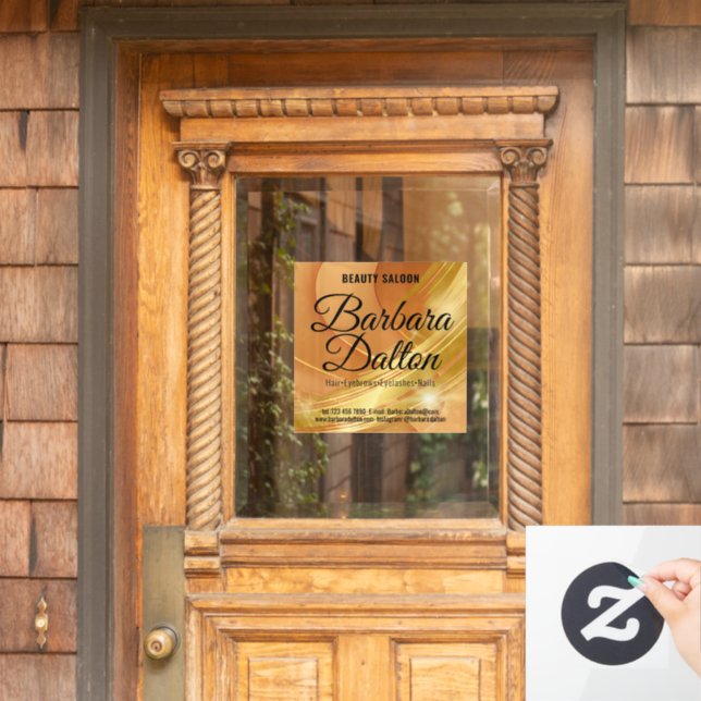 Terracotta Ochre Beige Gold. Business Accessories Window Cling (Home Door)