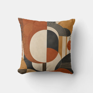 Terracotta Ochre Modern Geometry Throw Pillow