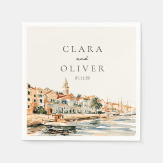 Terracotta Ochre Serif Dalmatian Coast Wedding Napkin