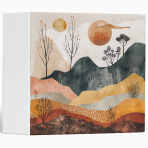 Terracotta Ochre Twin Sun Mid Century Mountain Art Binder