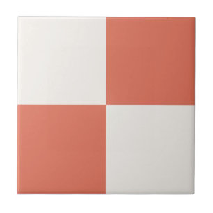 Terracotta & Off-White Square Box Stylish Pattern Tile