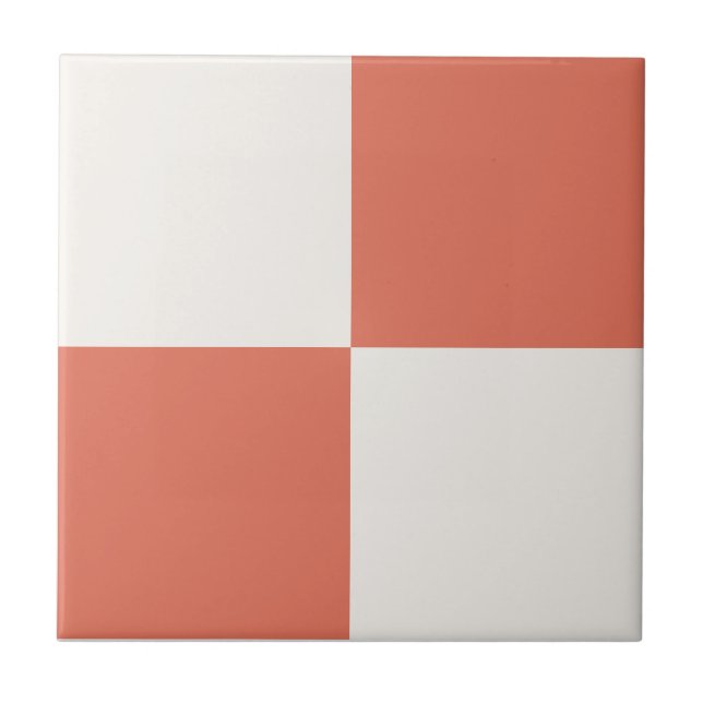 Terracotta & Off-White Square Box Stylish Pattern Tile (Front)