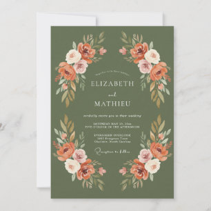 Terracotta Olive Ranunculus Muted Eucalyptus Weddi Invitation