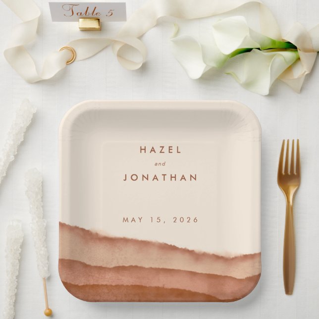 Terracotta Ombre | Minimalist Boho Wedding  Paper Plate (Wedding)