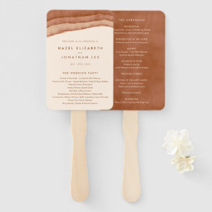 Terracotta Ombre   Minimalist Boho Wedding Program Hand Fan
