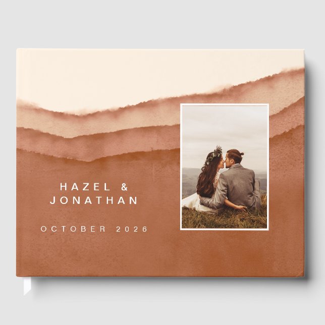 Terracotta Ombre | Wedding Guest book (Front)