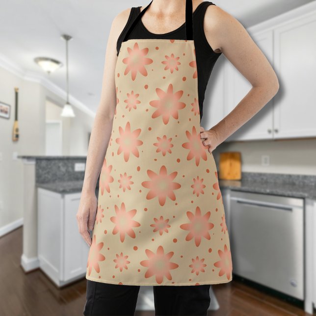 Terracotta orange and sand beige delicate daisy apron (Creator Uploaded)