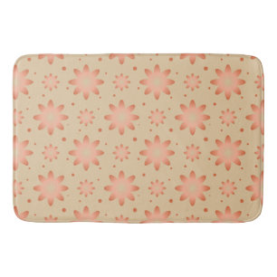 Terracotta orange and sand beige delicate daisy bath mat