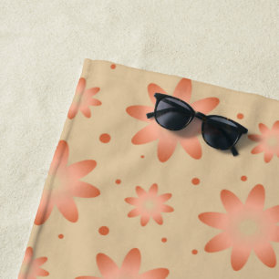 Terracotta orange and sand beige delicate daisy beach towel