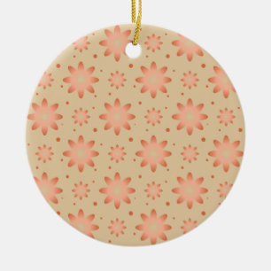 Terracotta orange and sand beige delicate daisy ceramic ornament