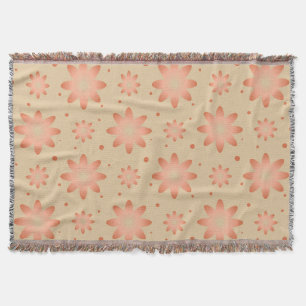 Terracotta orange and sand beige delicate daisy throw blanket