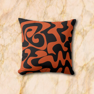 Terracotta Orange Brown And Black Decorative Throw Pillow