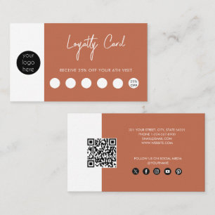 Terracotta Orange Business Logo QR Code Loyalty Card