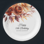 Terracotta Orange Fall Flowers 18th Birthday Paper Plate<br><div class="desc">Elegant terracotta orange watercolor flowers create a bold floral statement on this fall floral custom birthday paper plate.</div>