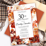 Terracotta Orange Fall Flowers 30th Birthday Invitation<br><div class="desc">Elegant terracotta orange watercolor flowers create a bold floral frame on this fall floral birthday invitation. A simple script gives it a modern vibe.</div>