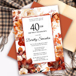 Terracotta Orange Fall Flowers 40th Birthday Invitation<br><div class="desc">Elegant terracotta orange watercolor flowers create a bold floral frame on this fall floral birthday invitation. A simple script gives it a modern vibe.</div>