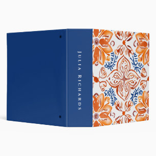 Terracotta orange floral design  binder