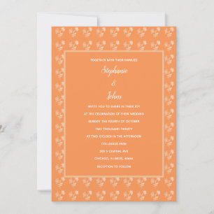 Terracotta Orange Floral Pattern Colourful Wedding Invitation