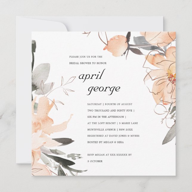 TERRACOTTA ORANGE INVITATION FÊTE DES MARIÉES FLOR (Devant)