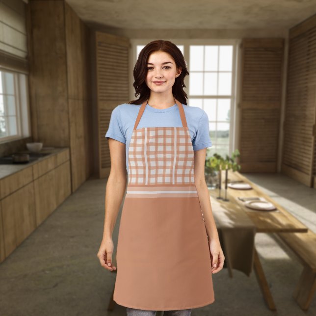 Terracotta Orange Light Tan All-Over Print Apron (Creator Uploaded)