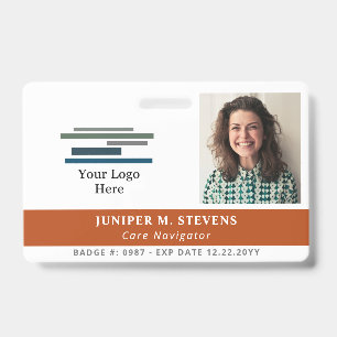 Terracotta Orange Logo & Photo Employee ID Badge