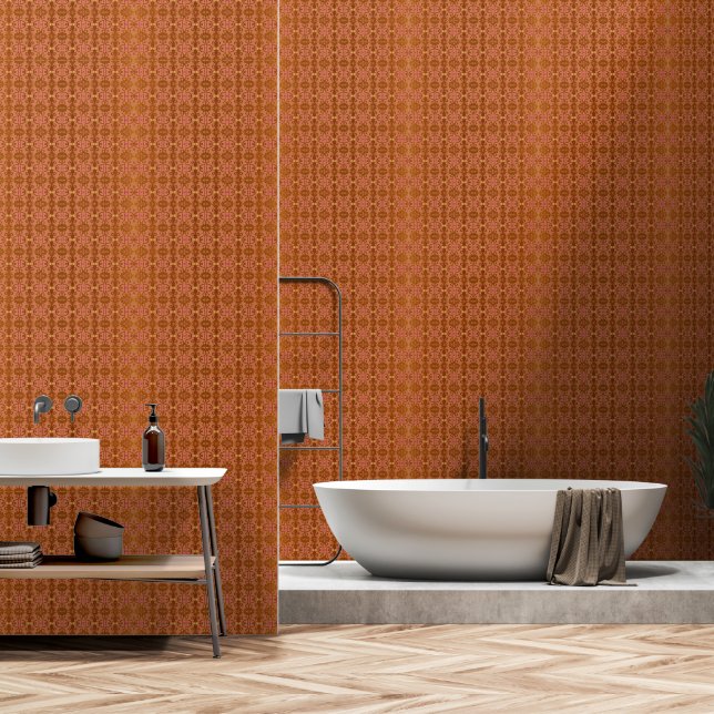 Terracotta & Orange Oriental - Luxury Accent Wall (Bathroom)