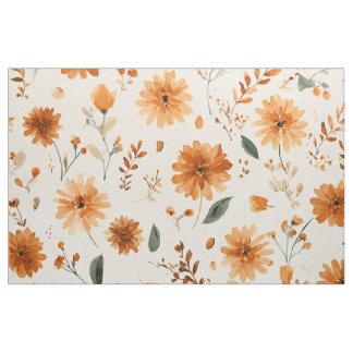 Terracotta Orange Peach Wildflower Boho Floral Fabric