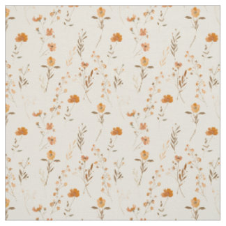 Terracotta Orange Peach Wildflower Boho Floral Fabric