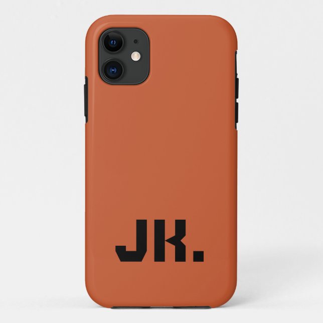 Terracotta Orange Solid Colour | Minimal Initial  Case-Mate iPhone Case (Back)