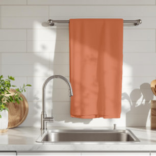 Terracotta Orange Solid Colour Warm & Earthy Desig Kitchen Towel