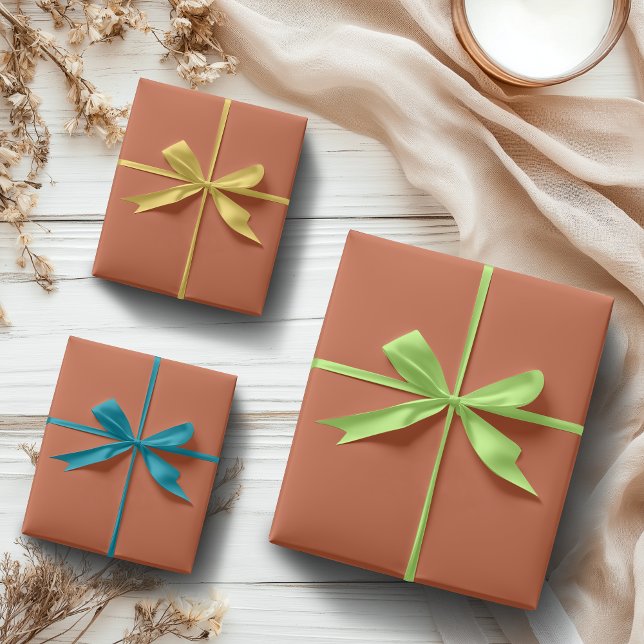 Terracotta Orange Spice Solid Colour | Classic Wrapping Paper Sheet (Creator Uploaded)