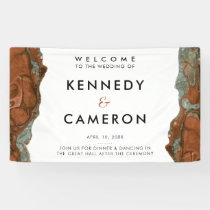 Terracotta Orange & Teal Minimalist Marble Welcome Banner