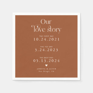 Terracotta Our Love Story Retro Wedding Napkin