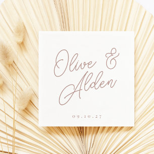 Terracotta   Oversized Script Names Wedding Napkin