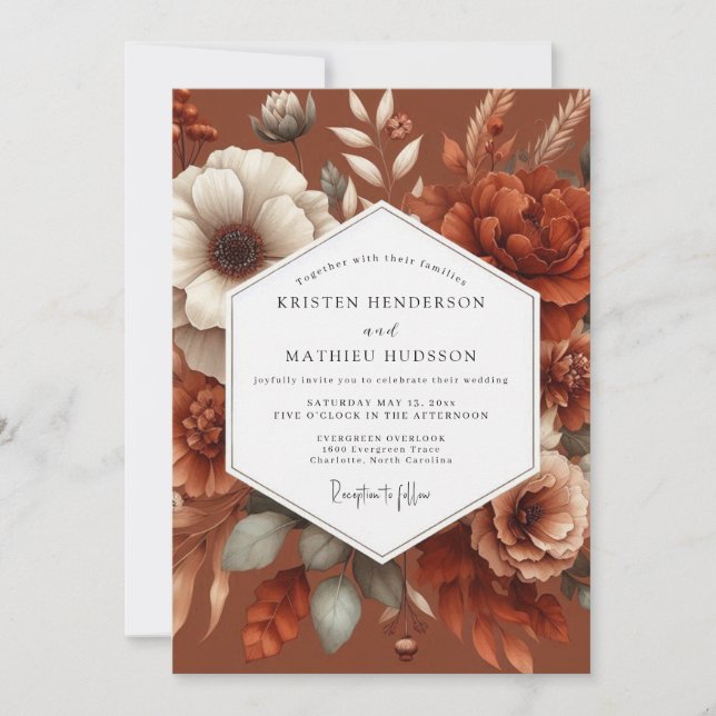Terracotta Painterly Boho Wedding Invitation (Front)