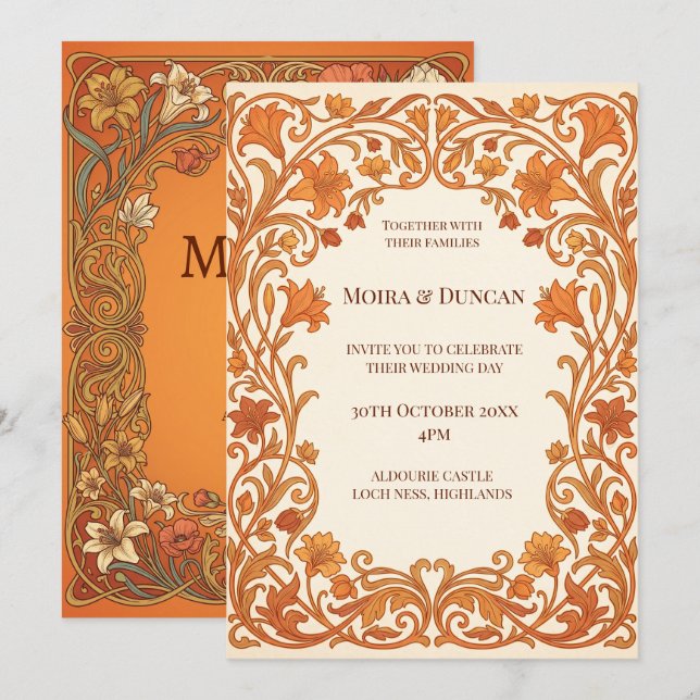 Terracotta Paisley Wedding Invitation (Front/Back)