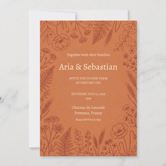 Terracotta Paisley Wedding Invitation (Front)