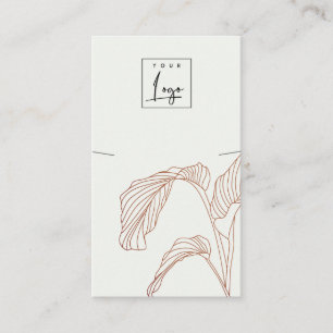 Terracotta Palm Leafy Sketch Necklace Display Business Card