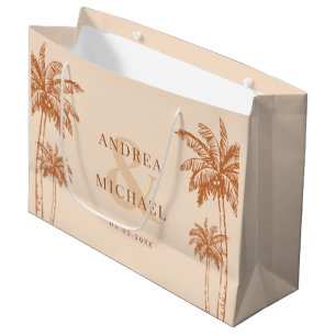 Terracotta Palm Trees & Ampersand Beach Wedding Large Gift Bag