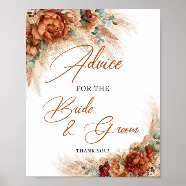 Terracotta pampas Advice for the bride and groom Poster (Front)