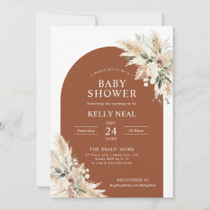 Terracotta Pampas Baby shower en herbe Invitation