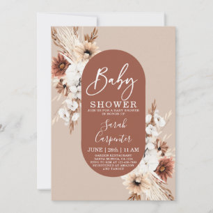 Terracotta Pampas Baby Shower Invitation